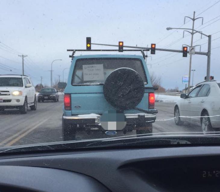 Mom Getting Annoyed Behind Slow Moving Car Sees Sign In The Window And ...