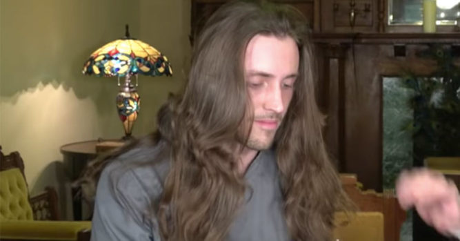 Scraggly Haired Young Man Who Hadn T Cut His Hair In 5 Years Gets