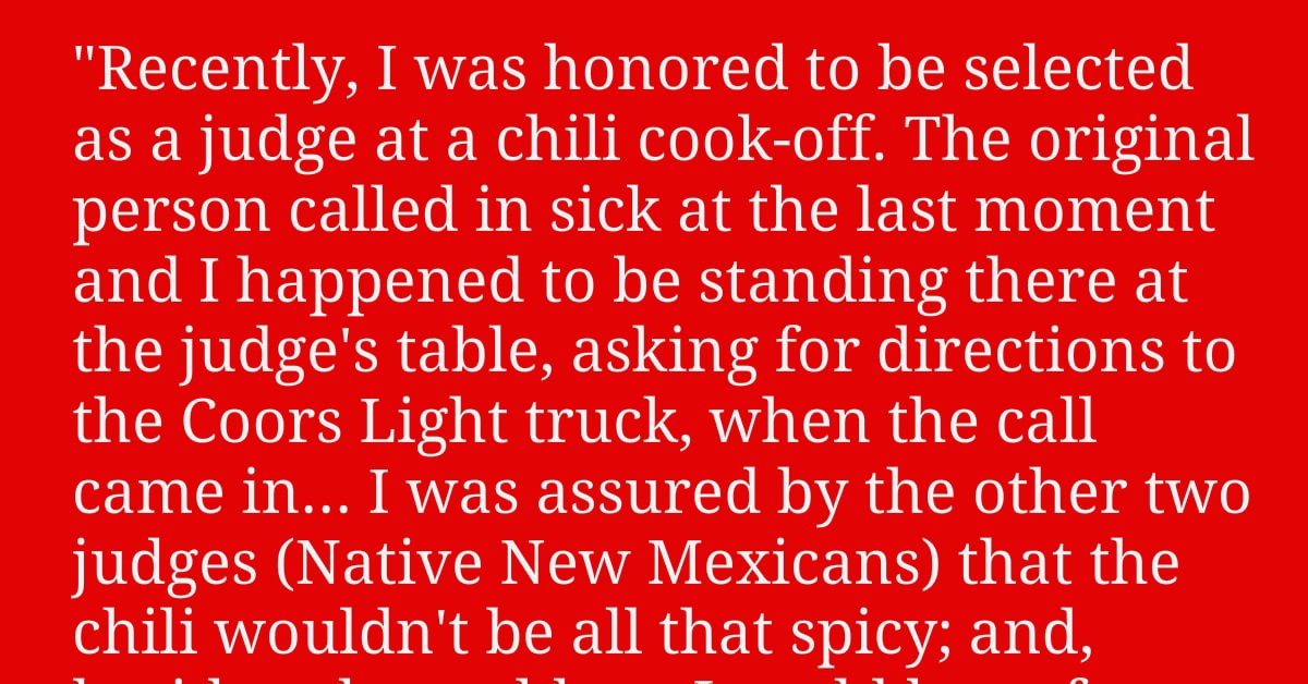 Man Selected As Judge At Chili CookOff With Hilarious Results Inner