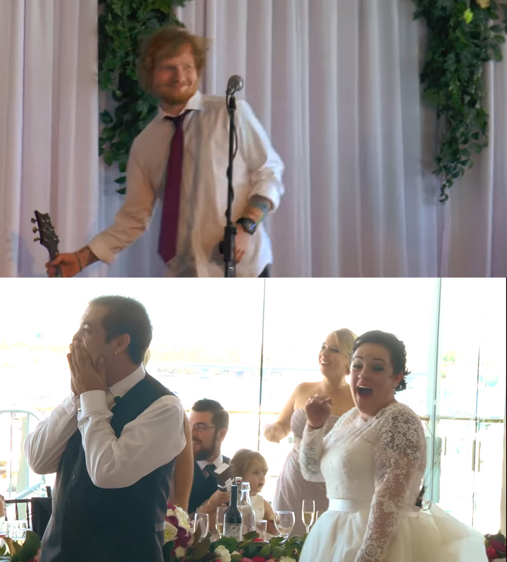 Ed Sheeran Drops In On Newlyweds At Their Wedding for