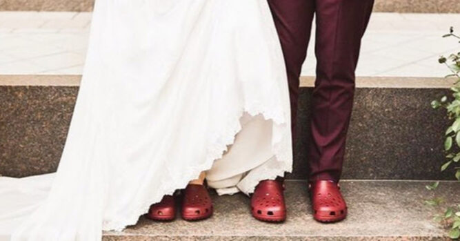 white glitter crocs wedding