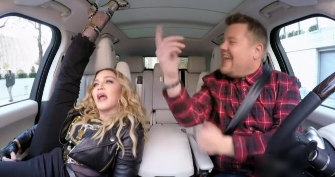 Madonna And James Corden Strike A Pose During Outrageous Carpool Karaoke Episode Inner