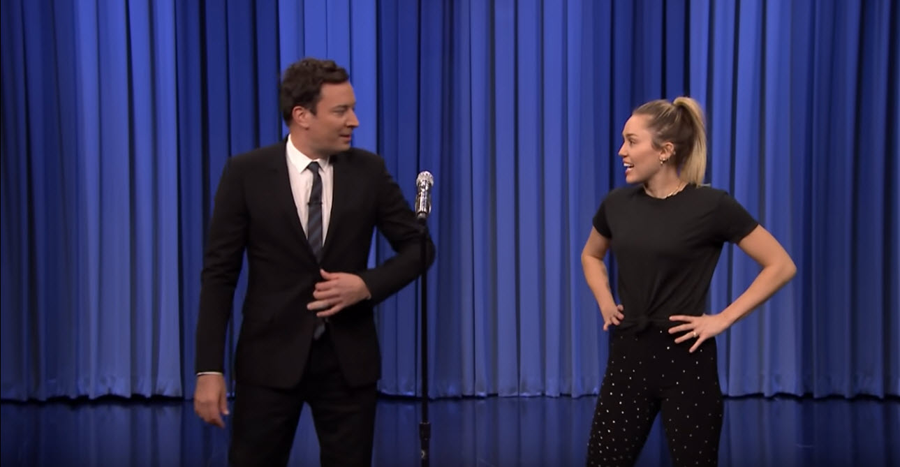 Miley Cyrus Goes Old School During Outrageous Lip Sync Battle With Jimmy Fallon Inner Strength 9319